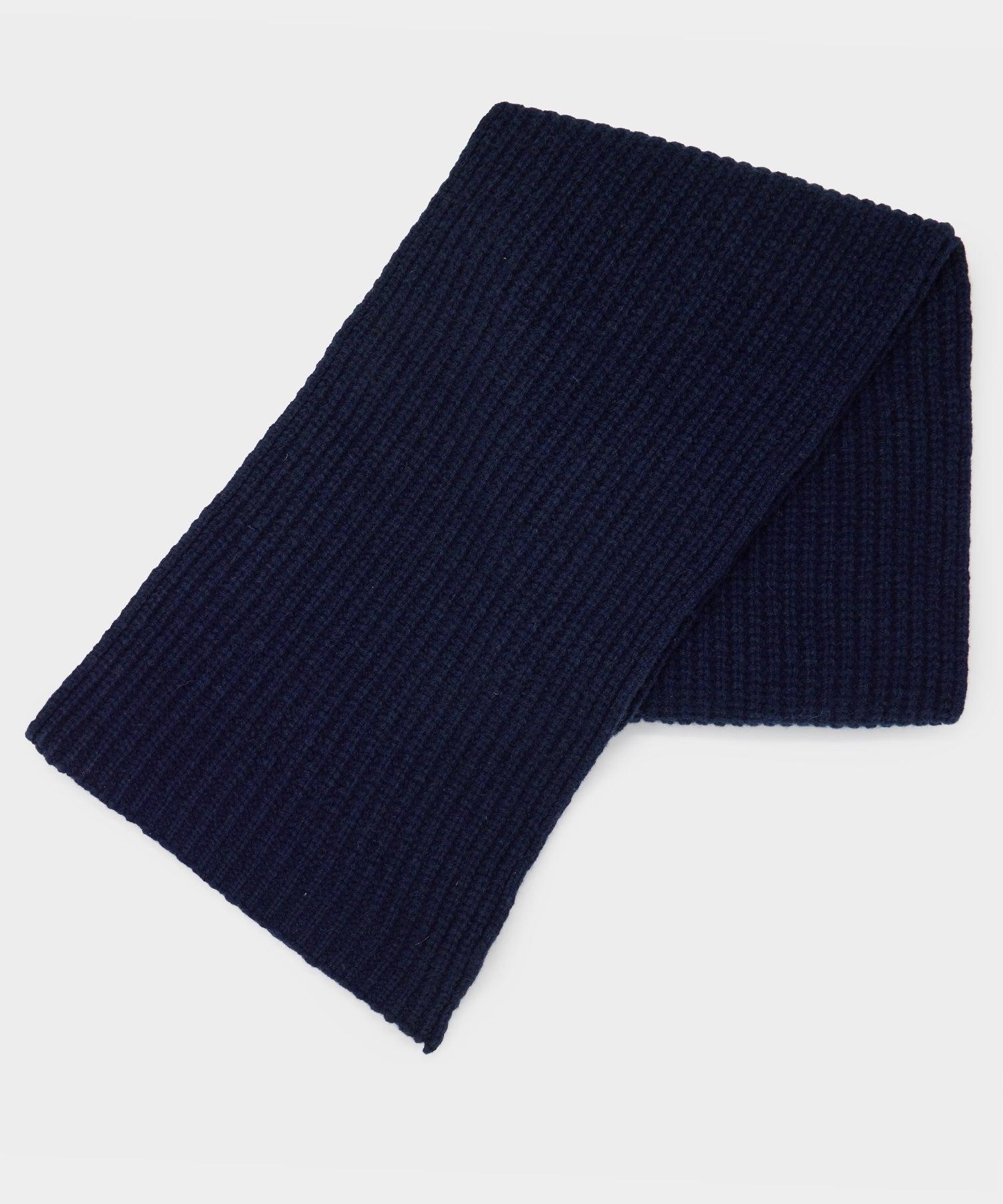 Recycled Cashmere Scarf Half Cardigan Stitch in Navy Product Image