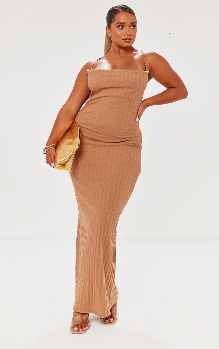 Shape Mocha Rib Cowl Neck Maxi Dress Product Image