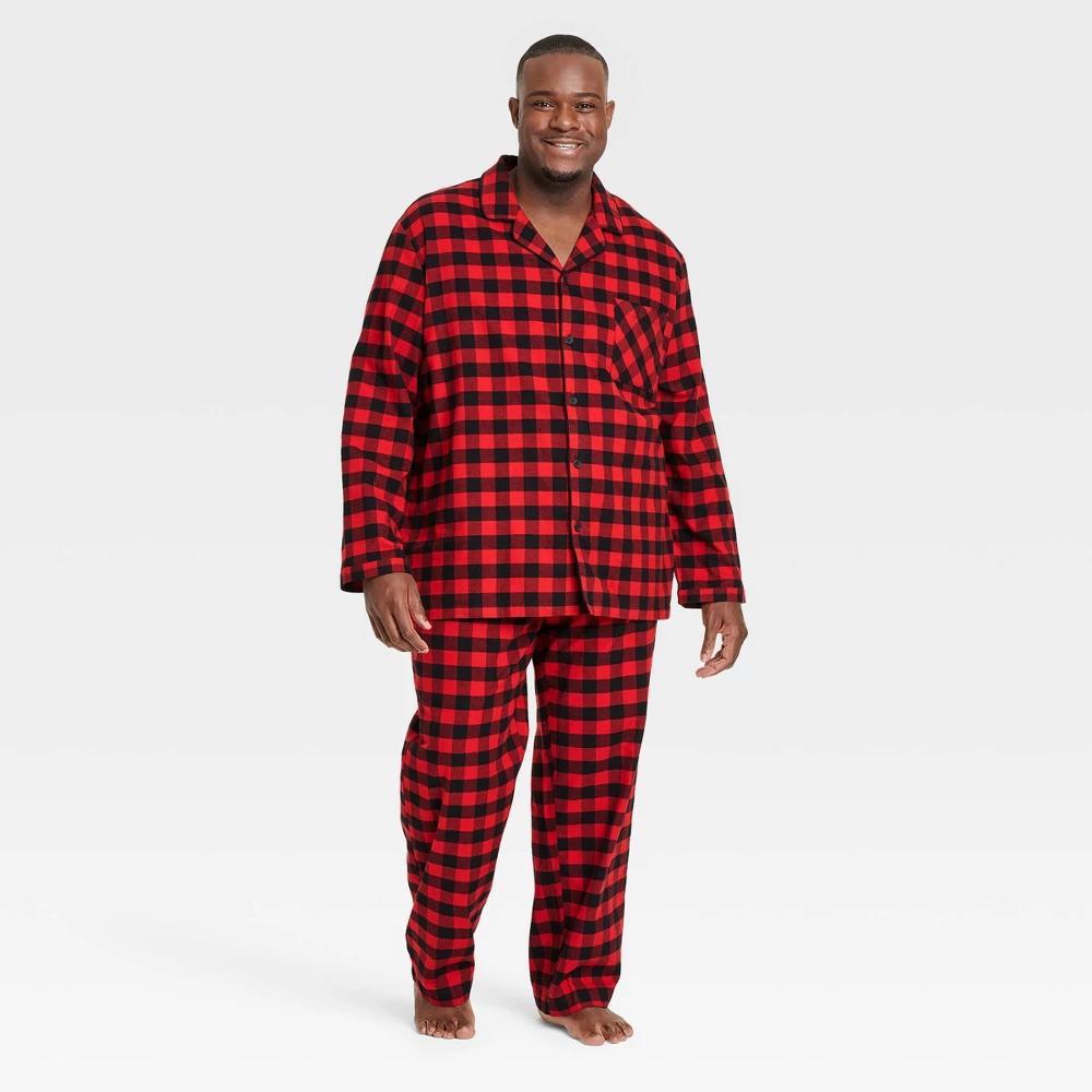 Mens Big & Tall Buffalo Check Woven Pajama Set - Goodfellow & Co Red XXLT Product Image