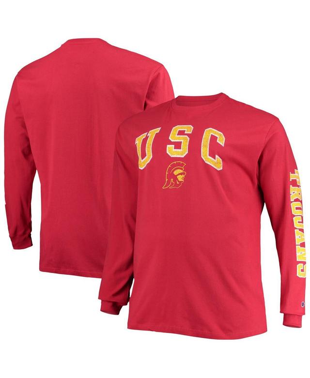 Mens Champion Cardinal Distressed Usc Trojans Big and Tall 2-Hit Long Sleeve T-shirt Product Image