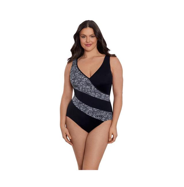 Women's Faux Surplice Tank One-Piece Swimsuit Product Image