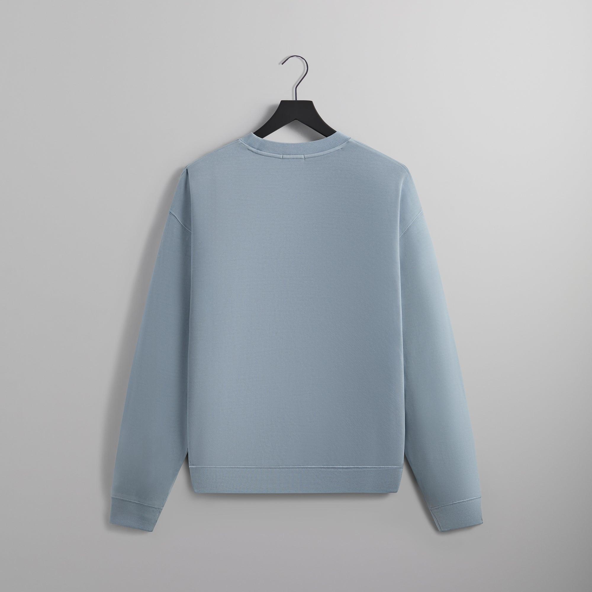 Kith Crystal Wash Interlock Vintage Crewneck -  Light Indigo Male Product Image