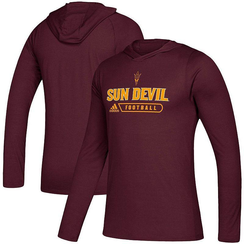 Mens adidas Maroon Arizona State Sun Devils Sideline Authentic AEROREADY Hoodie Long Sleeve T-Shirt Product Image