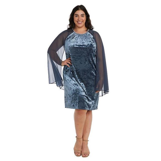 Plus Size R&M Richards Rhinestone Neck Shift Dress with Chiffon Cape, Womens Purple Product Image