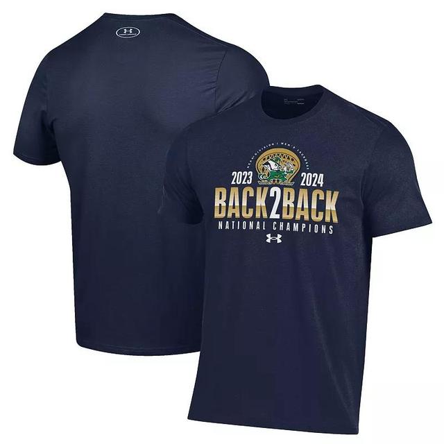 Mens Under Armour Notre Dame Fighting Irish Back-To-Back NCAA Mens Lacrosse National Champions T-Shirt Blue Product Image