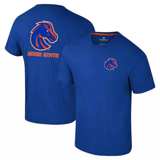 Mens Colosseum Royal Boise State Broncos Logo Lockup 2-Hit Active Blend T-Shirt Product Image