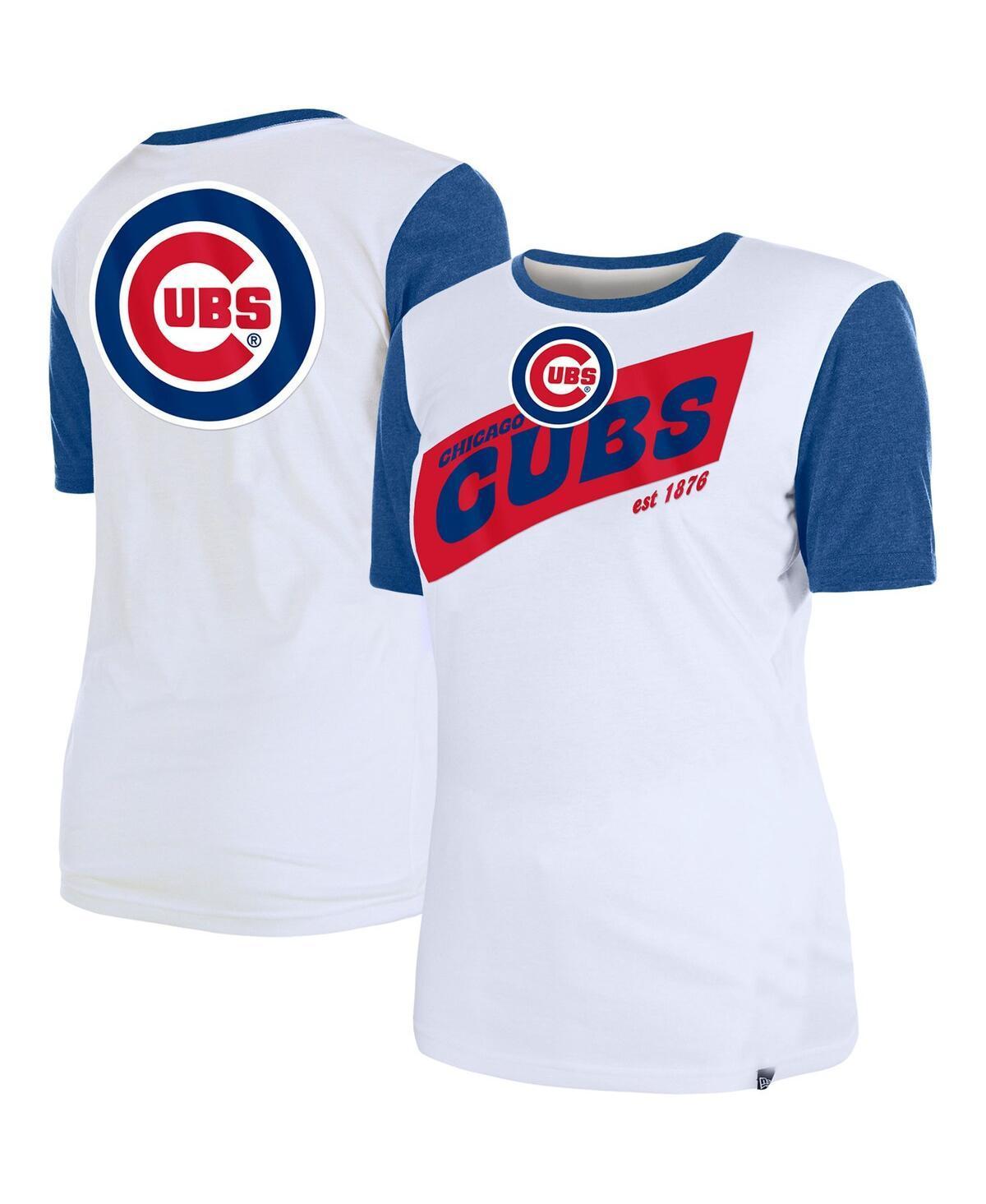 Womens New Era White Chicago Cubs Colorblock T-shirt Product Image