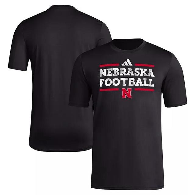 Mens adidas Nebraska Huskers Locker Football Pre-Game AEROREADY T-Shirt Product Image