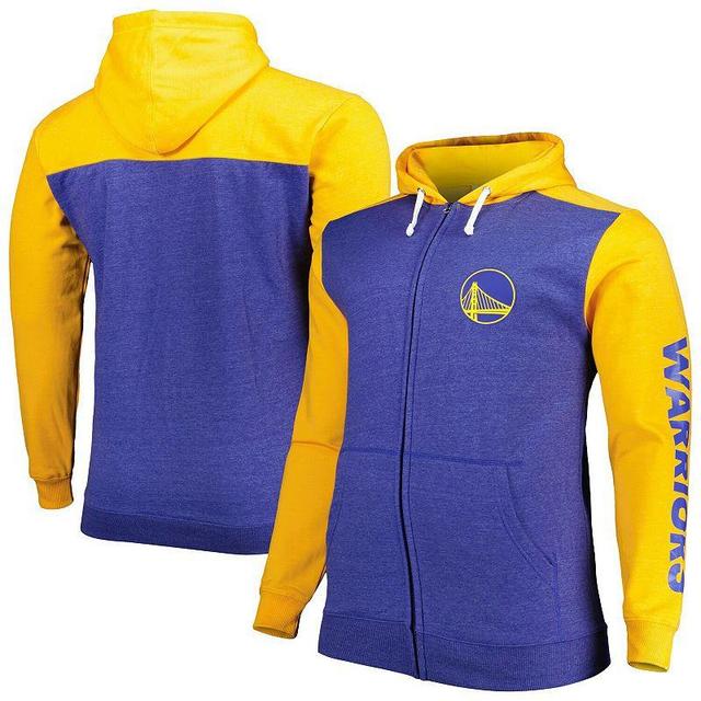 Mens Fanatics Branded Royal/Gold Golden State Warriors Big & Tall Down and Distance Full-Zip Hoodie Product Image