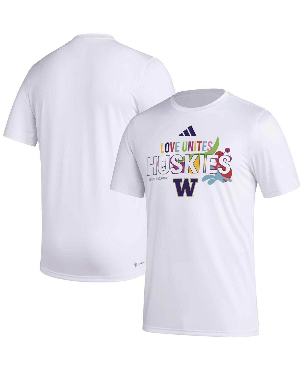 Mens adidas x Rich Mnisi Pride CollectionWhite Washington Huskies Pregame AEROREADY T-Shirt Product Image