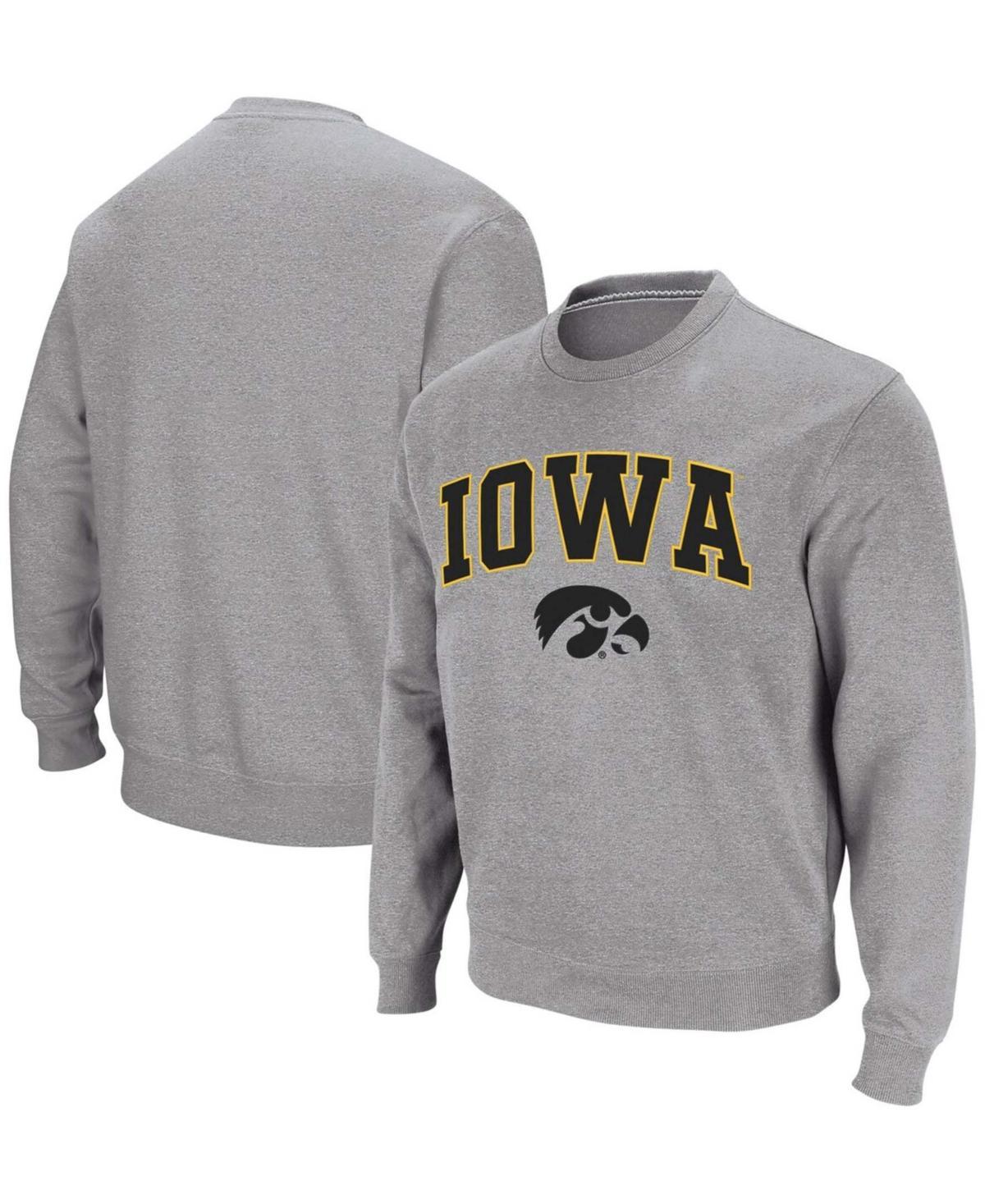 Mens Colosseum Charcoal Iowa Hawkeyes Arch & Logo Crew Neck Sweatshirt Product Image