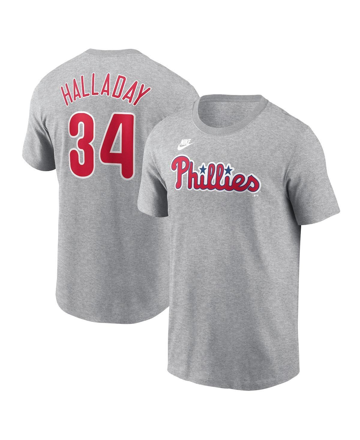 Mens Nike Roy Halladay Heather Gray Philadelphia Phillies Cooperstown Collection Fuse Name & Number T-Shirt Product Image