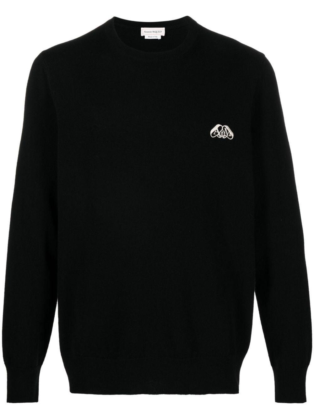 Logo-embroidered Cashmere Blend Jumper In Black Product Image