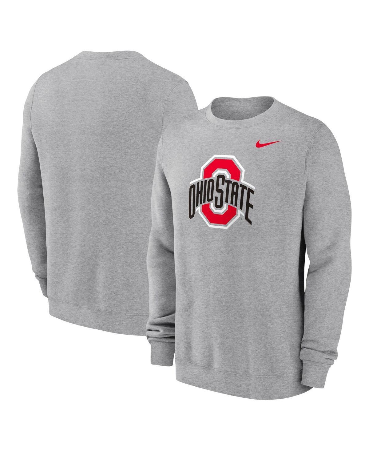 NIKE Men's Heather Gray Ohio State Buckeyes Primetime Evergreen Fleece Pullover Sweatshirt Product Image