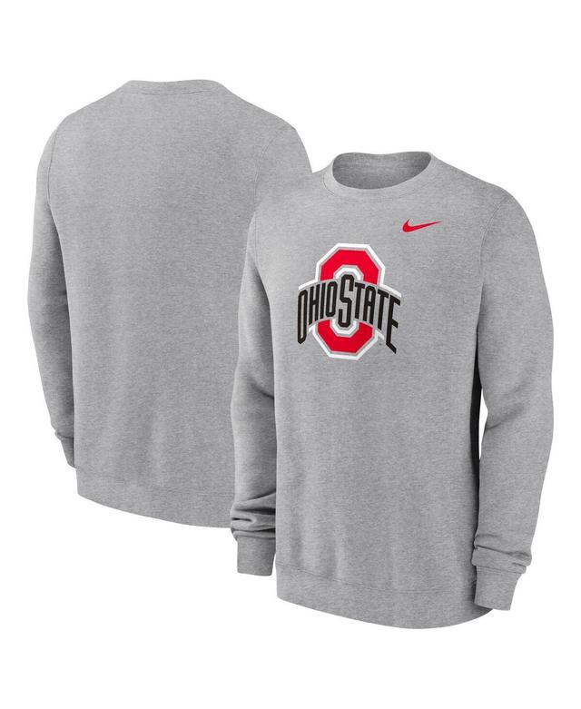 NIKE Men's Heather Gray Ohio State Buckeyes Primetime Evergreen Fleece Pullover Sweatshirt Product Image