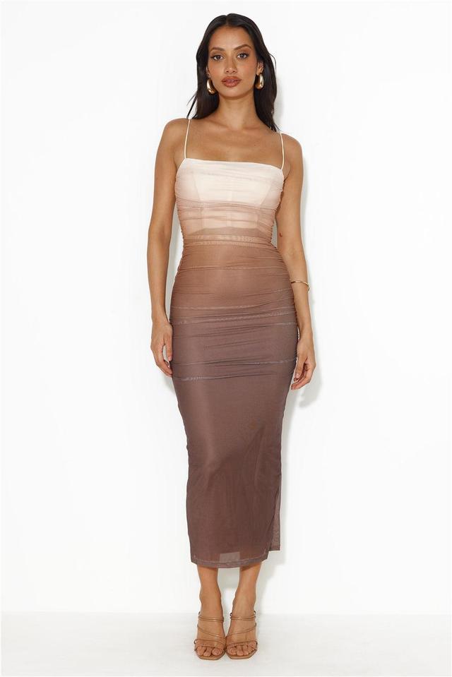 Ombre Lover Mesh Midi Dress Brown Product Image