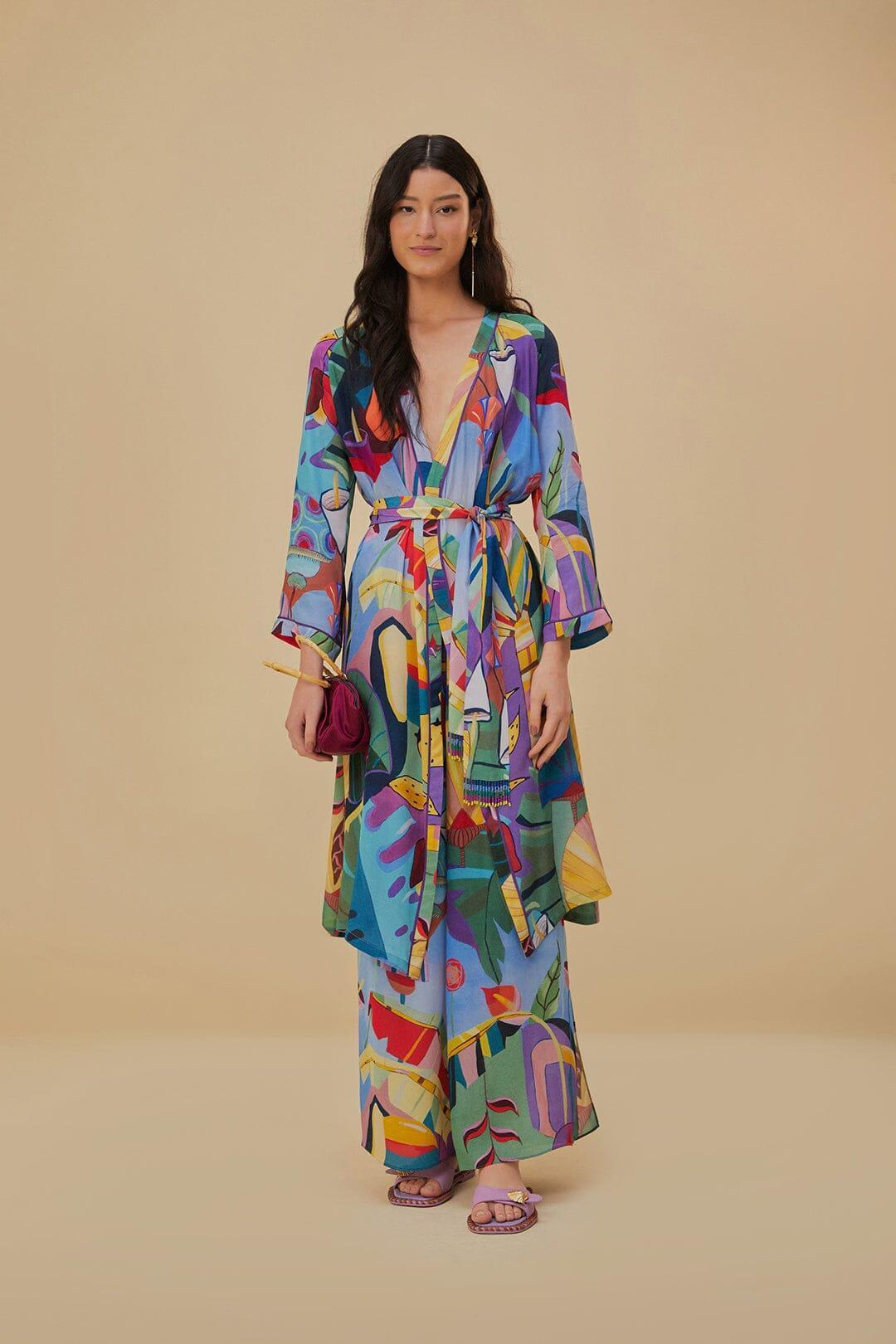 Tropical Scenario Multicolor Long Kimono, TROPICAL SCENARIO MULTICOLOR / XXS Product Image