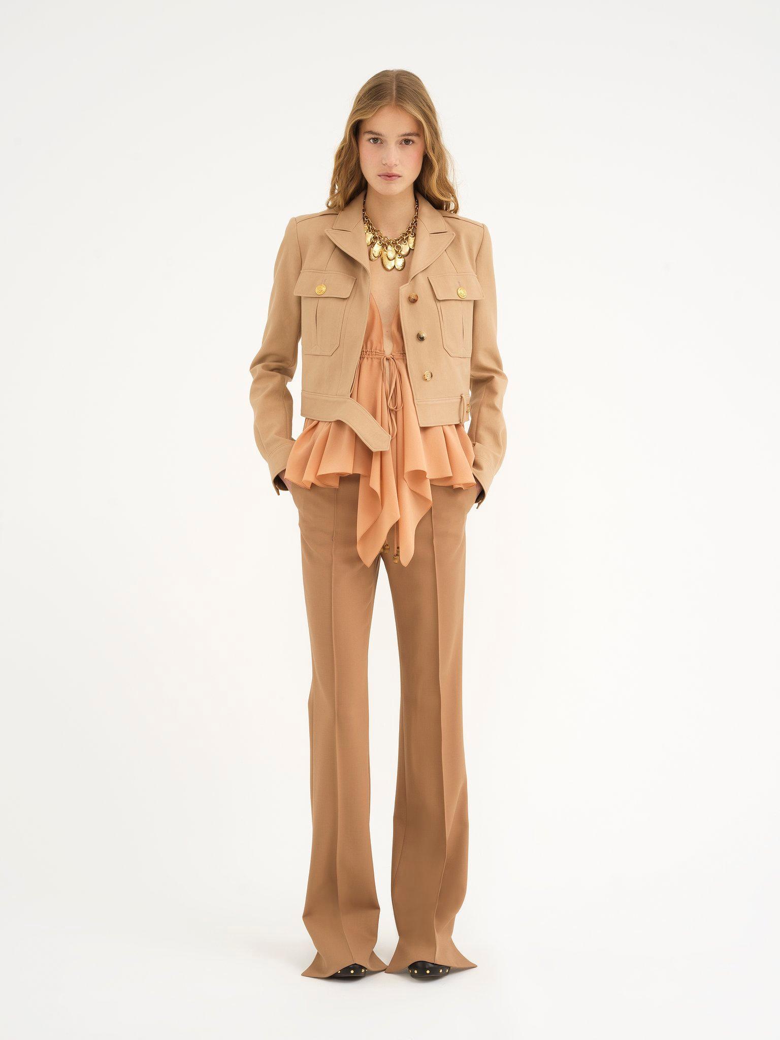 Cropped saharienne jacket in cotton drill Product Image