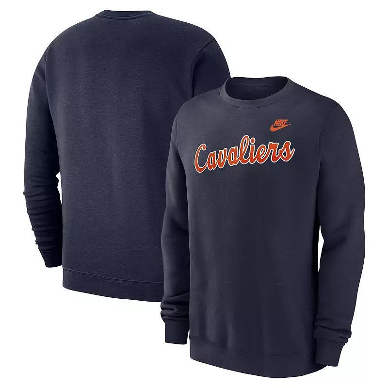 Mens Nike Virginia Cavaliers Vintage Club Fleece Pullover Sweatshirt Blue Product Image