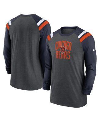 Mens Nike Heathered Charcoal/Navy Chicago Bears Tri-Blend Raglan Athletic Long Sleeve Fashion T-Shirt Product Image