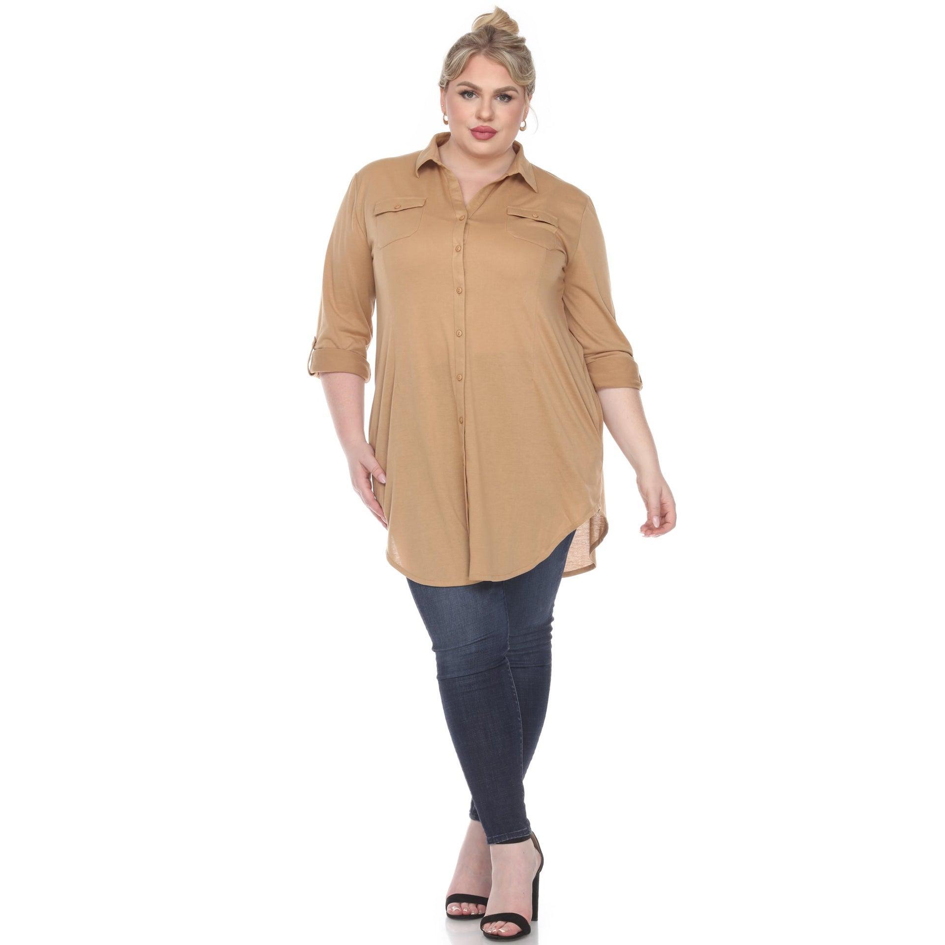 Button Down Stretchy Tunic - Plus product image