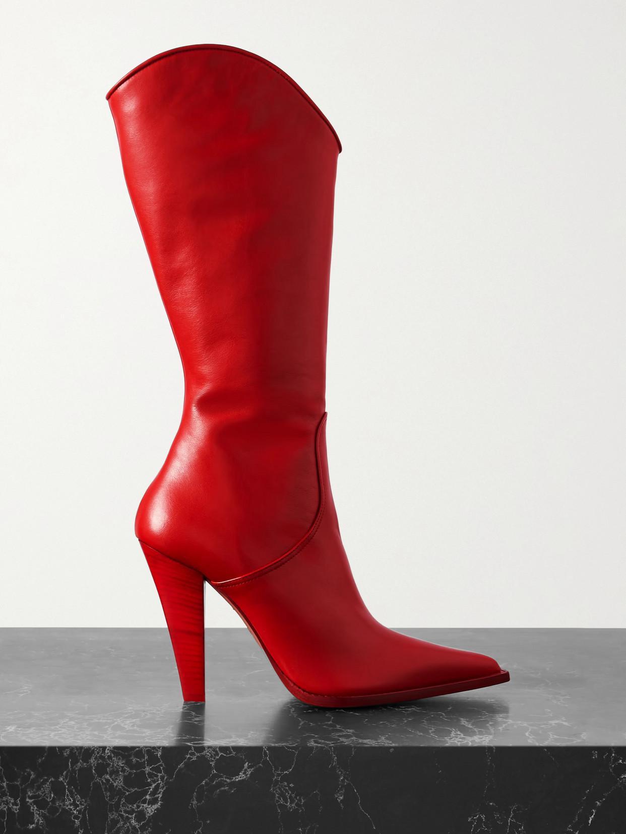 Nadia 105 Leather Knee-high Boots In Red Product Image