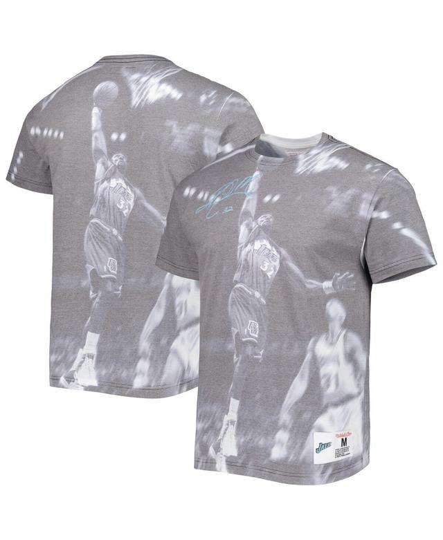 Mens Mitchell & Ness Karl Malone Heather Gray Utah Jazz Above The Rim T-Shirt Product Image