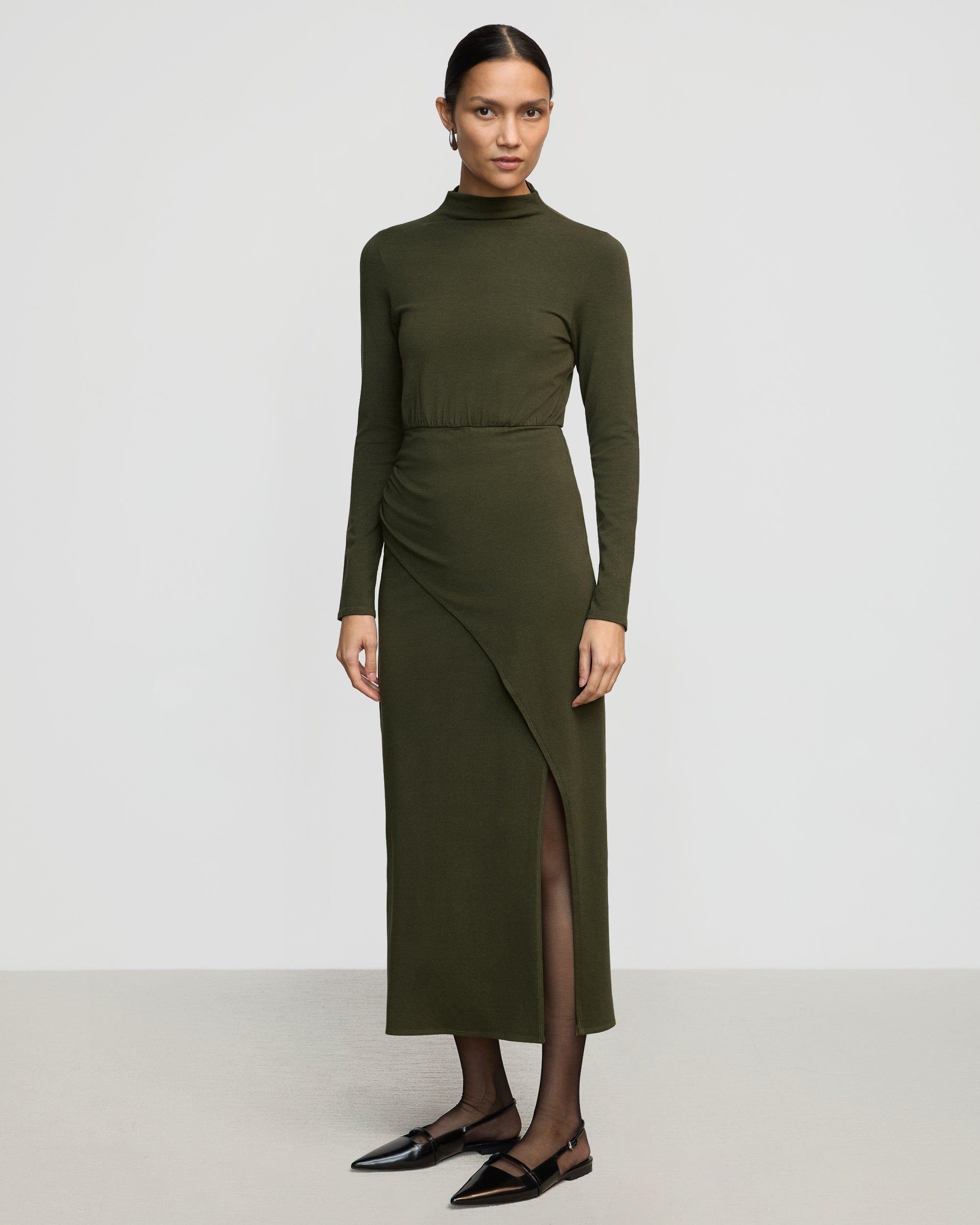 Suki Mock-Neck Side-Slit Dress Product Image