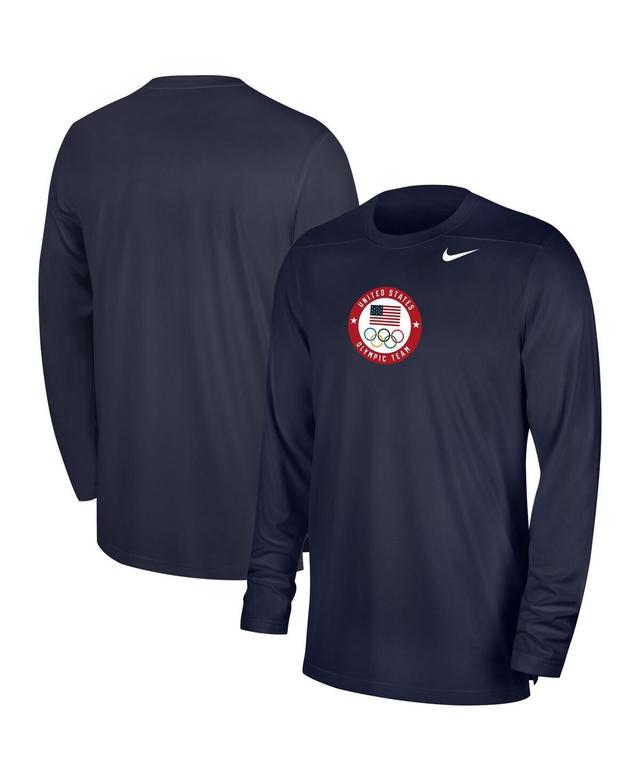 Mens Nike Navy Team Usa Uv Coach Long Sleeve Performance T-shirt Product Image