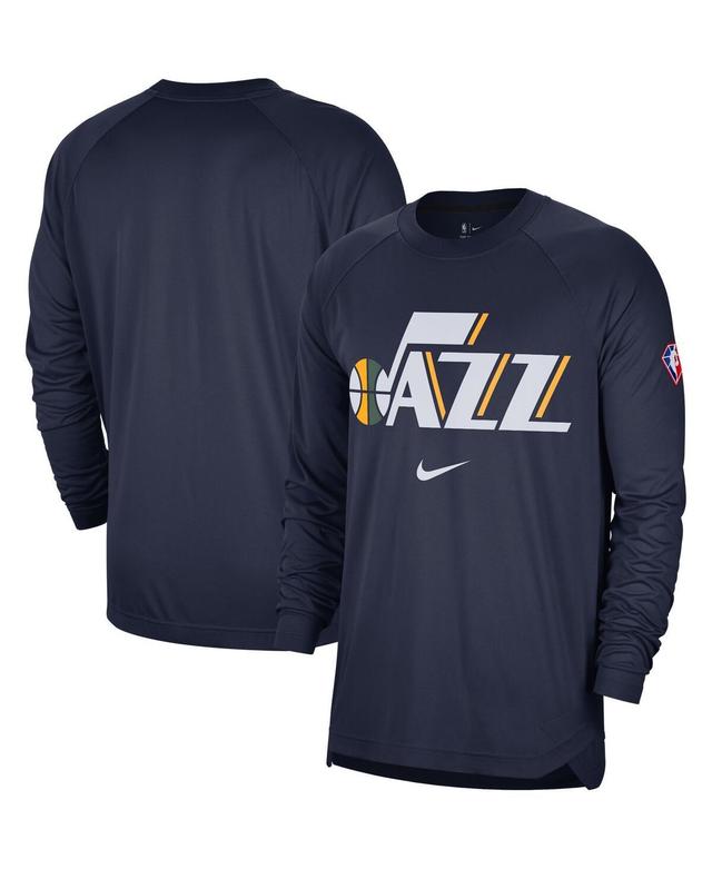 Mens Nike Navy Utah Jazz 75th Anniversary Pregame Shooting Performance Raglan Long Sleeve T-shirt Product Image