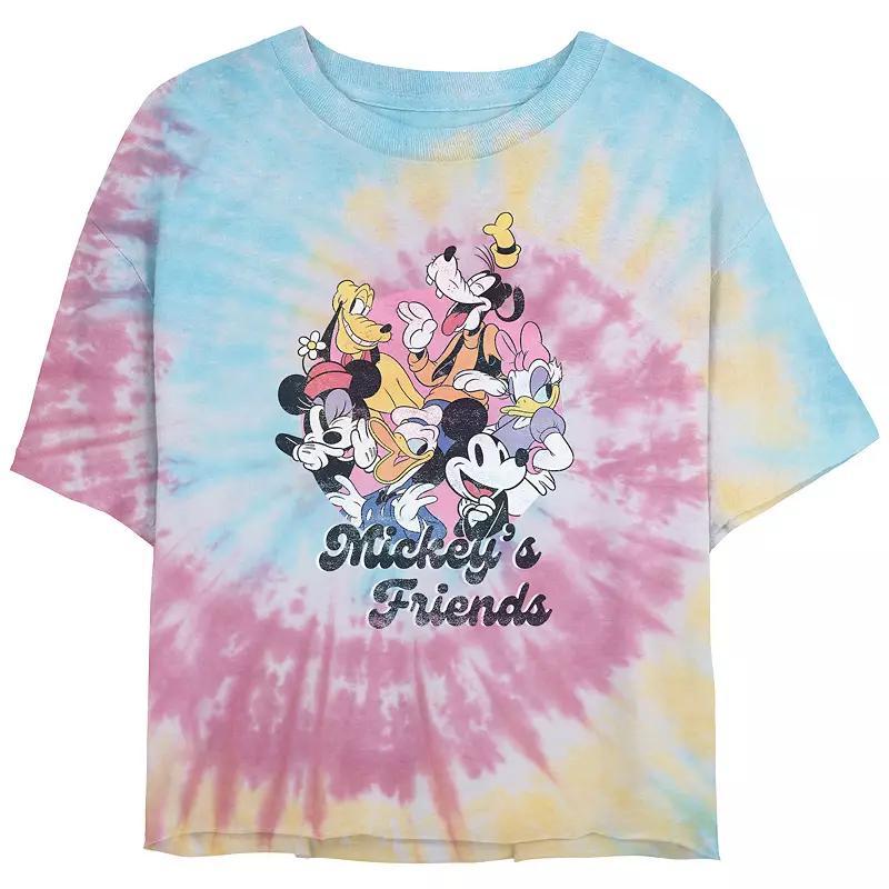 Disneys Mickey Mouse And Friends Laughing Juniors Cropped Tie Dye Graphic Tee, Womens Product Image