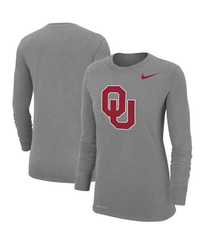 Womens Nike Heathered Gray Oklahoma Sooners Logo Performance Long Sleeve T-shirt Product Image