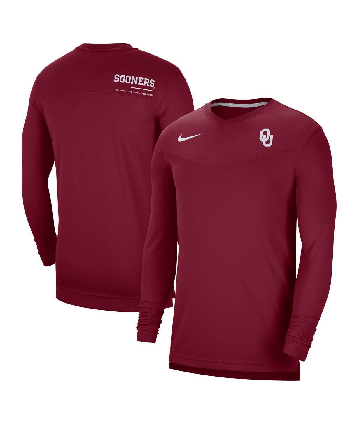 Mens Nike Crimson Oklahoma Sooners 2022 Coach Performance Long Sleeve V-Neck T-Shirt Product Image