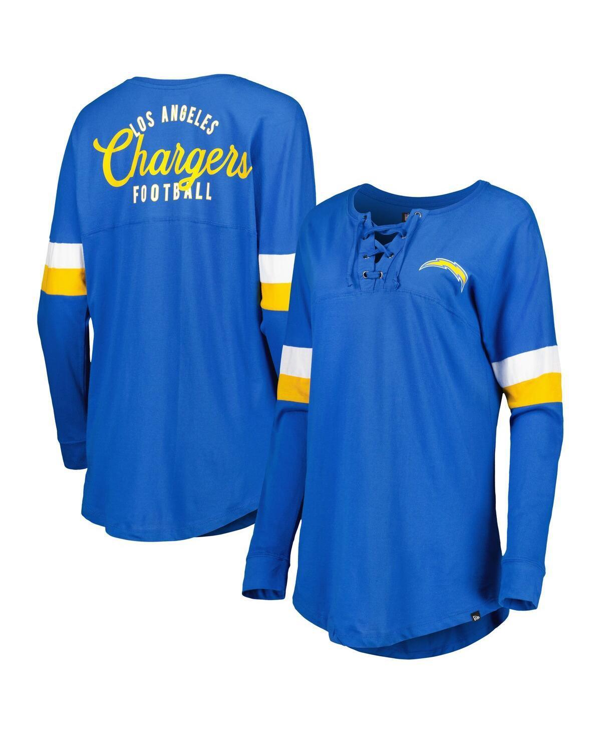 Womens New Era Powder Blue Los Angeles Chargers Athletic Varsity Lightweight Lace-Up Long Sleeve T-Shirt Product Image