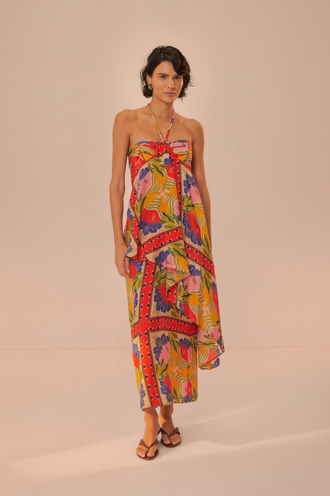 Sand Surreal Scarf Sleeveless Maxi Dress, SURREAL SCARF SAND / XXS Product Image