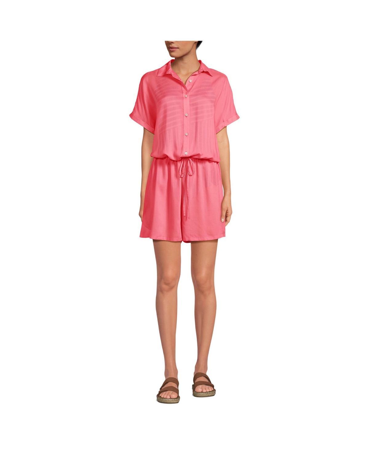 Womens Lands End Sheer Modal Button Front Swim Cover-up Romper Product Image