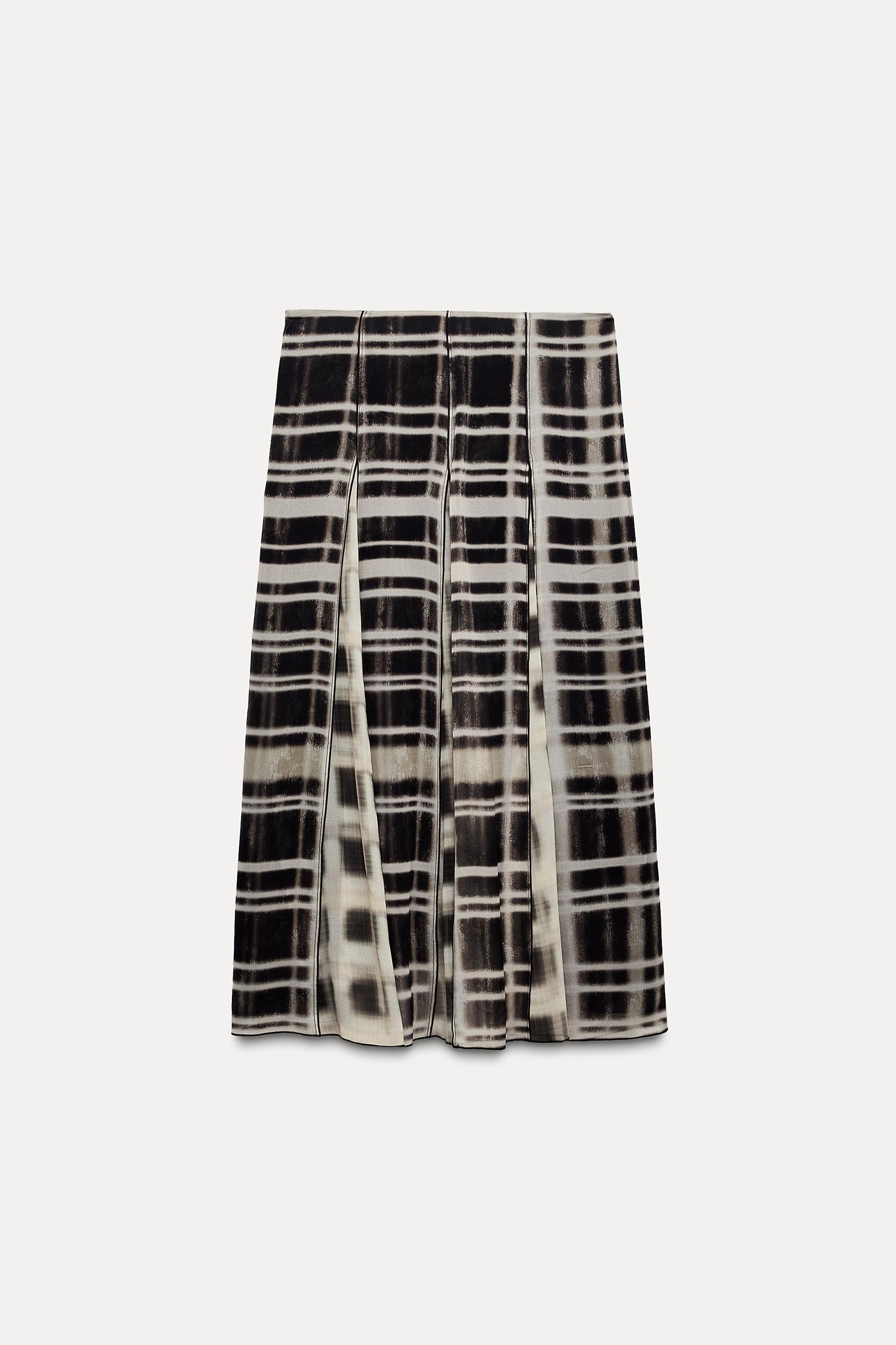 CHECKERED PLEATED SKIRT ZW COLLECTION Product Image