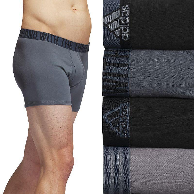 adidas Stretch Cotton Trunks Underwear 4-Pack Onix Grey/Grey) Men's Underwear Product Image