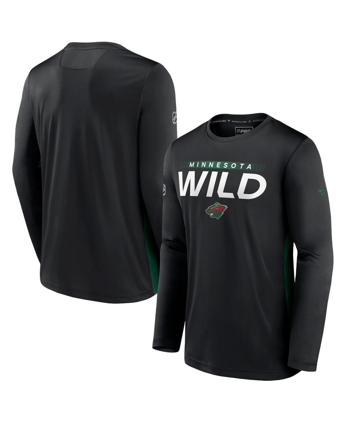 Mens Fanatics Black Minnesota Wild Authentic Pro Rink Performance Long Sleeve T-Shirt Product Image