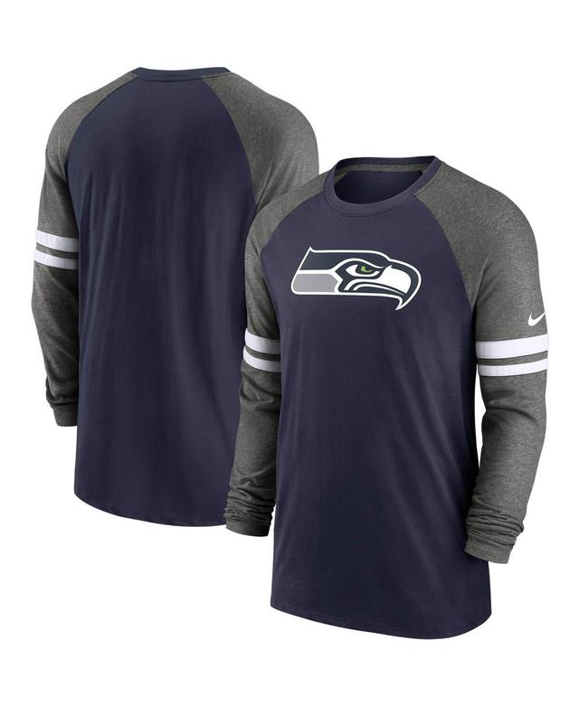 Mens Nike College Navy Seattle Seahawks Performance Raglan Long Sleeve T-shirt - Navy Product Image