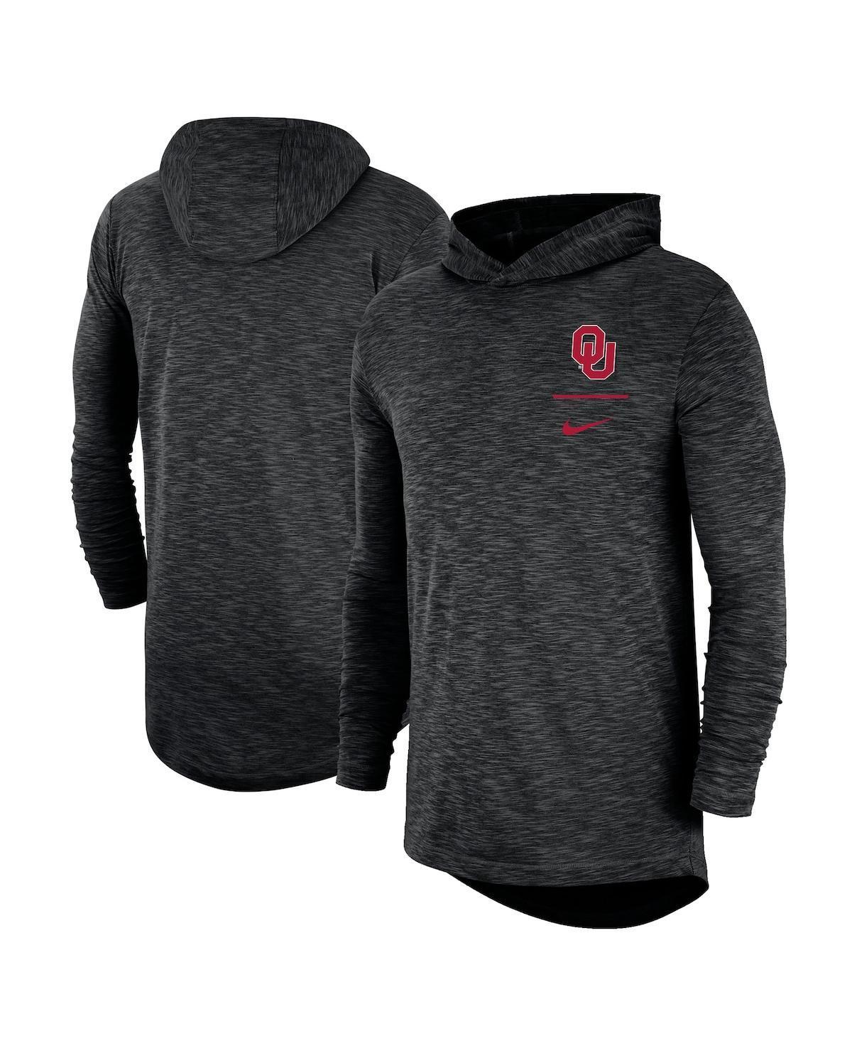 Mens Nike Black Oklahoma Sooners Slub Space-Dye Performance Long Sleeve Hoodie T-shirt Product Image