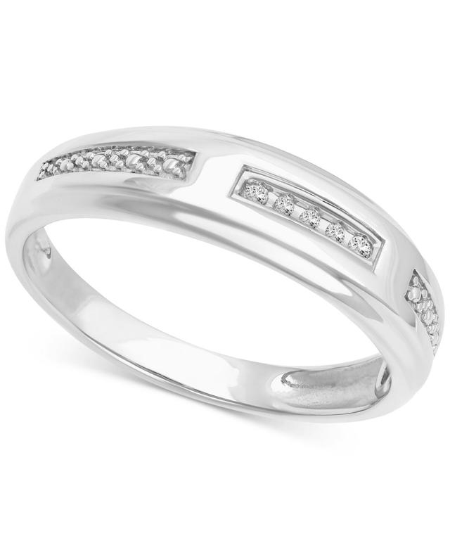 Mens Diamond Accent Wedding Band in 14k White Gold Product Image