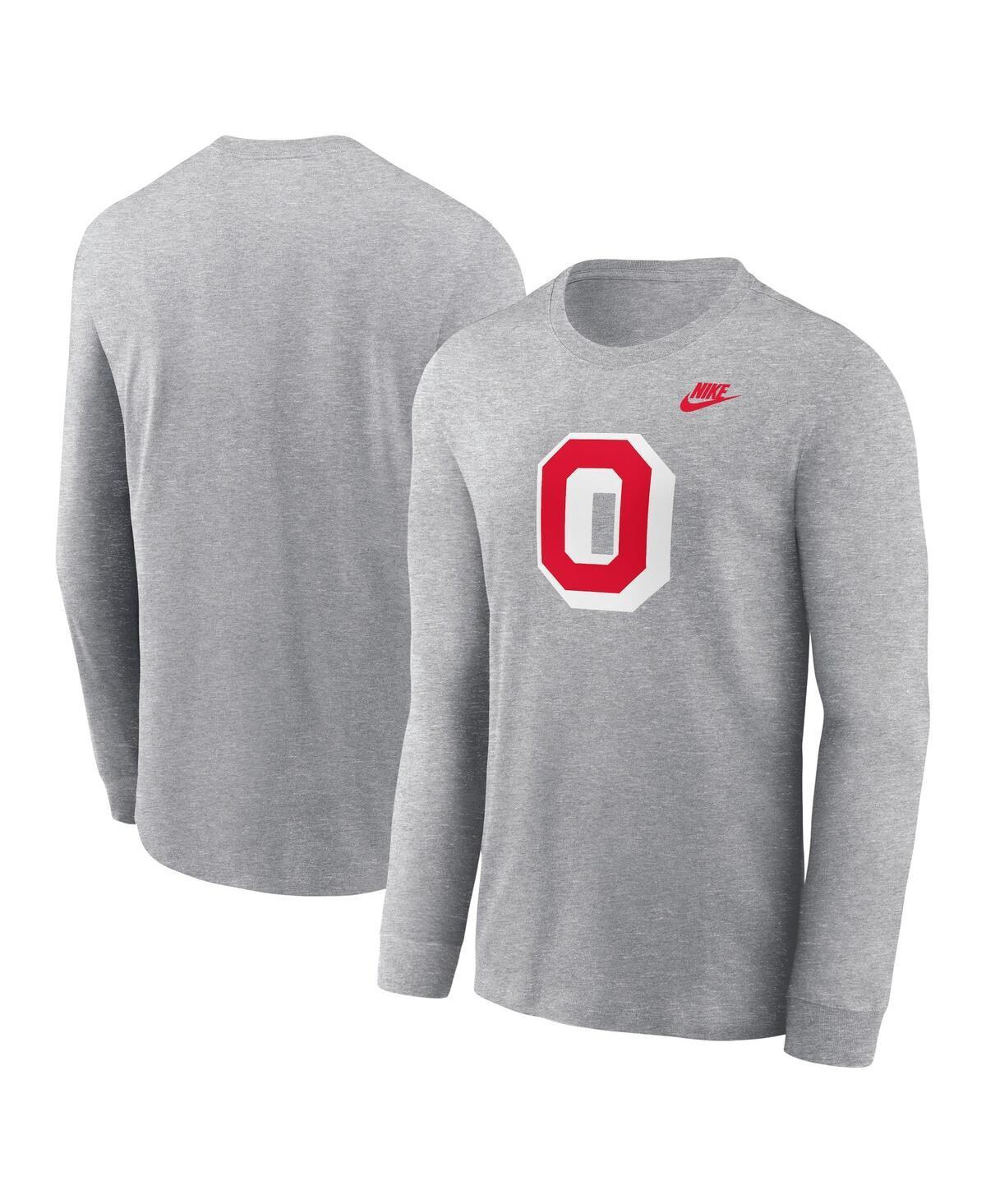 Nike Mens Heather Gray Ohio State Buckeyes Legacy Primary Logo Long Sleeve T-Shirt Product Image