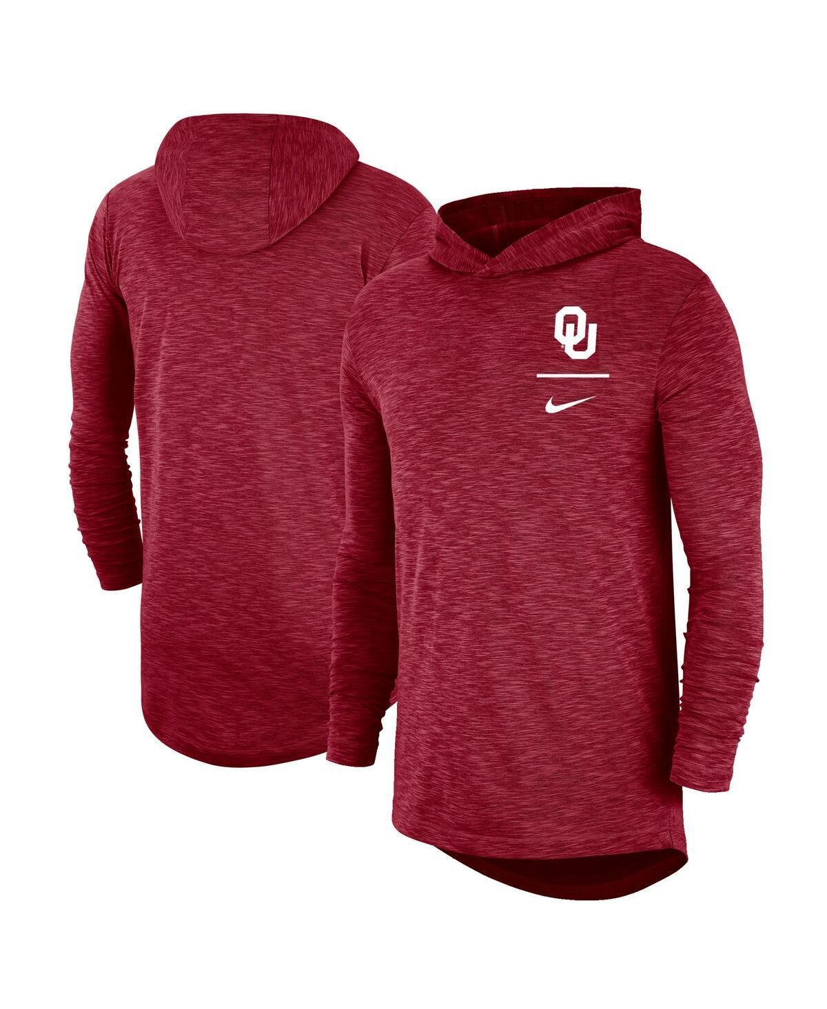 Mens Nike Crimson Oklahoma Sooners Slub Performance Long Sleeve Hoodie T-Shirt Product Image