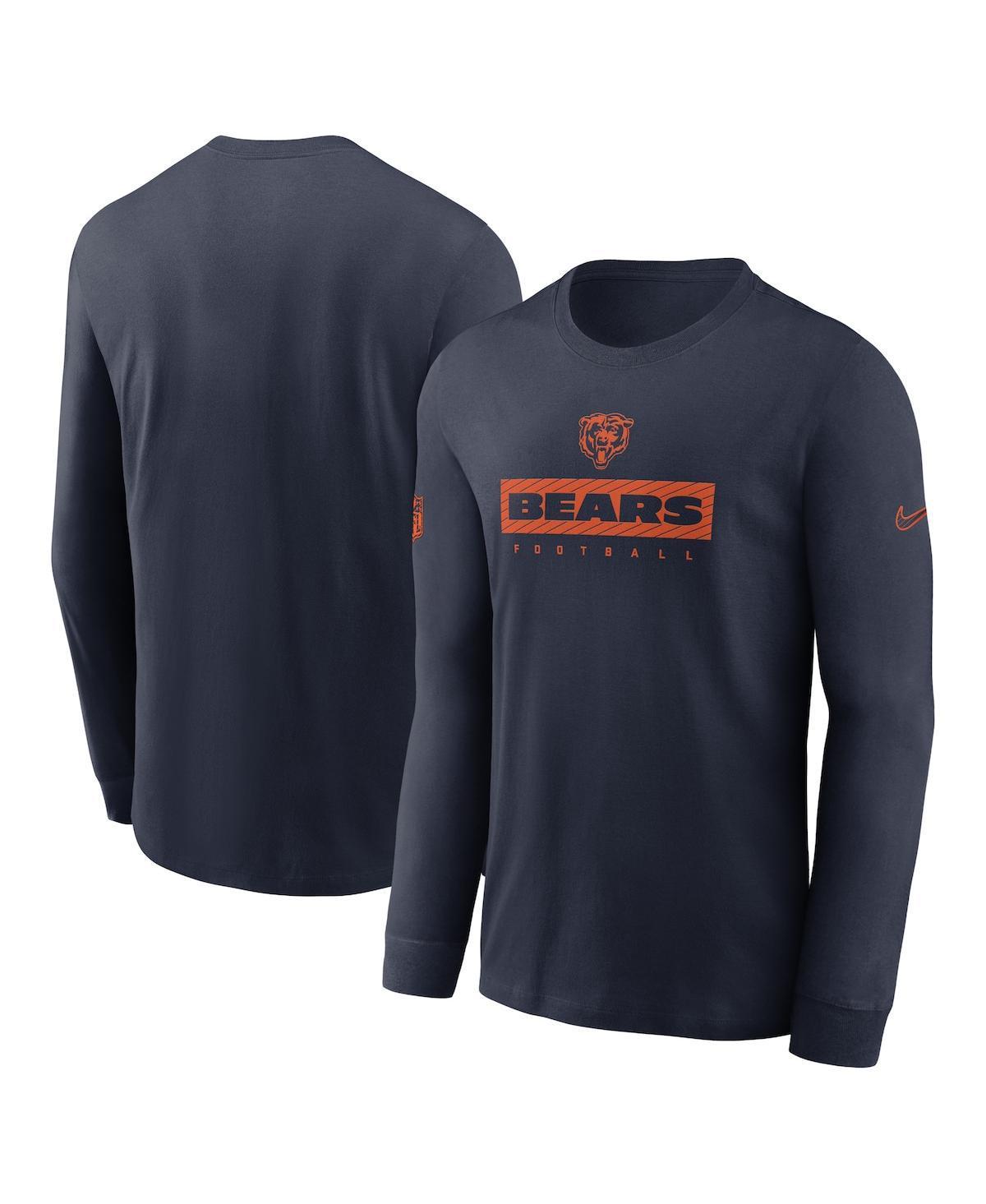 Nike Mens Navy Chicago Bears Sideline Performance Long Sleeve T-Shirt Product Image