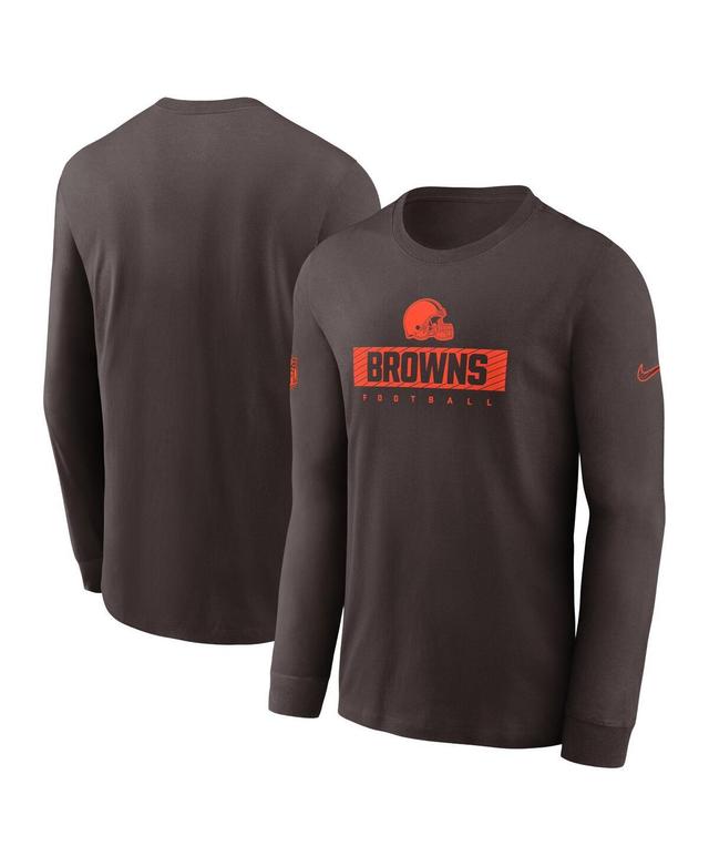 Nike Mens Brown Cleveland Browns Sideline Performance Long Sleeve T-Shirt Product Image