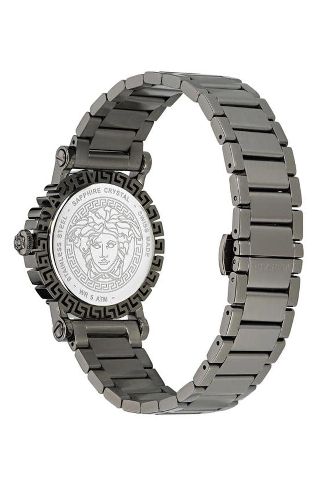 Men's Greca Glam 40mm Gunmetal Tone Stainless Steel Bracelet Watch In Gun Metal Product Image