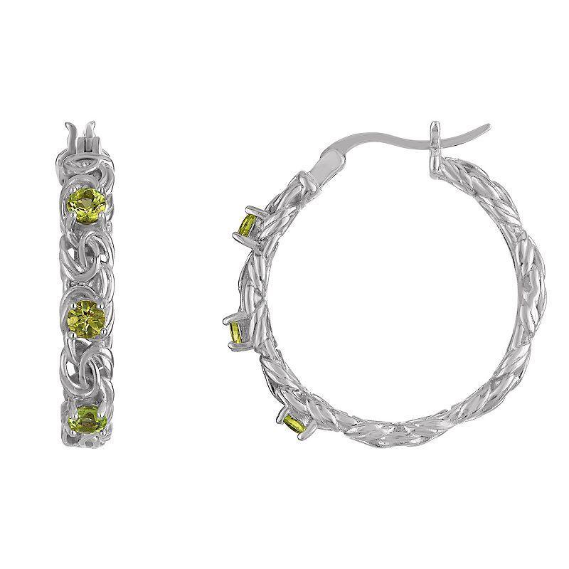 Designs by Gioelli Sterling Silver Gemstone Byzantine Hoop Earrings, Womens, White Product Image