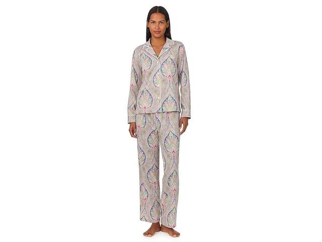 Lauren Ralph Lauren Lauren Ralph Lauren Long Sleeve Woven Notch Collar Pajama Set Paisley) Women's Pajama Sets Product Image