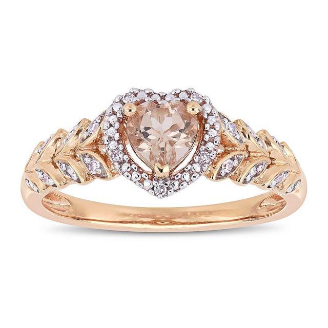 Stella Grace 10k Rose Gold Morganite & Diamond Accent Heart Ring, Womens 10k Pink Product Image